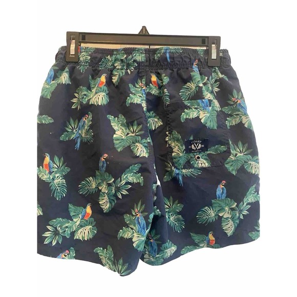 Coast Clothing Co. Men’s Navy/Green Swim Short Trunks Swimsuit Navy Parrot Small - Picture 2 of 5
